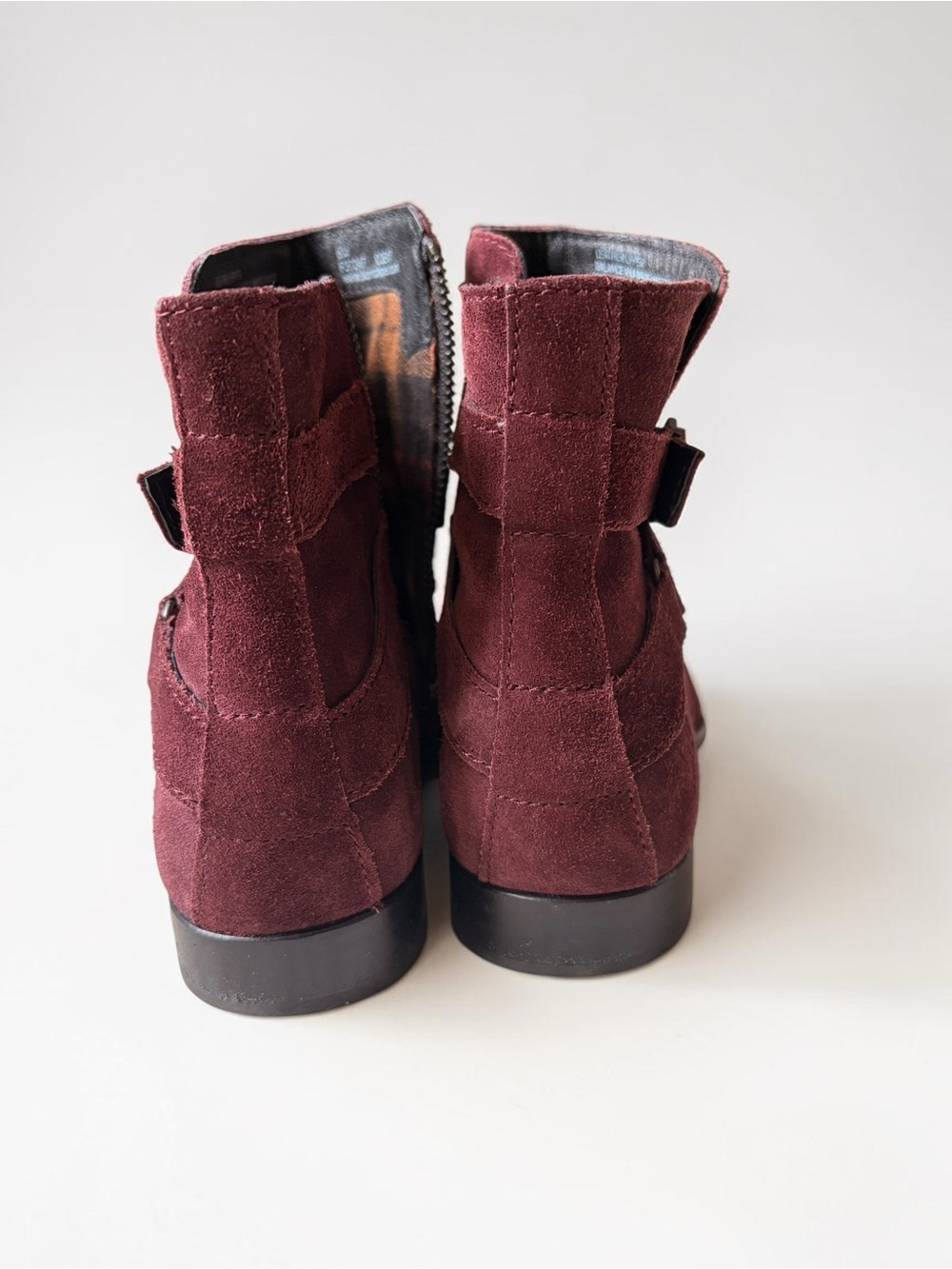 Born Burgundy Red Leather Suede Ankle Boots 8 - Picture 6 of 11